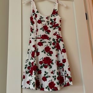 H&M white skater dress with printed roses